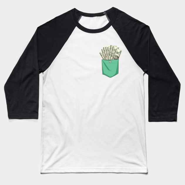 Pocket Money Baseball T-Shirt by Pocket Puss